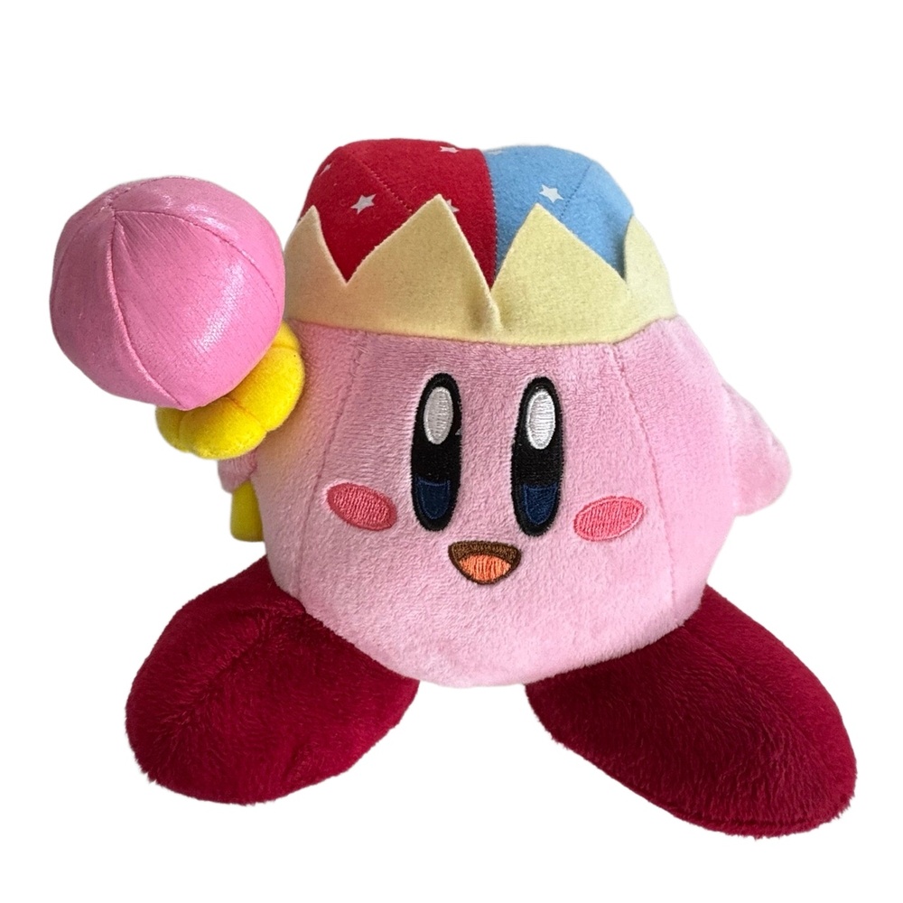 Little Buddy Kirby Pink Red Blue Jester Hat Embroidered‎ Face Scepter Plush Toy